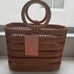 Cult Gaia Coco Wicker Medium Top Handle Tote
